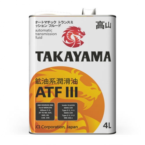 Трансмиссионное масло Takayama ATF III Dexron 4л 37640121