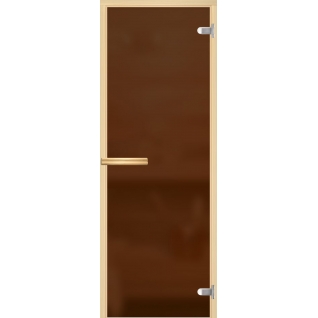 Дверь Бронза матовое / сатин 8мм, 7х19, коробка -осина срощенная, ручка прямоугольная, петля 75