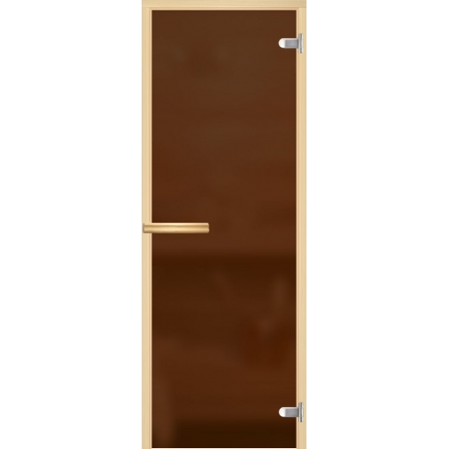 Дверь Бронза матовое / сатин 8мм, 7х19, коробка -осина срощенная, ручка прямоугольная, петля 75 6012626