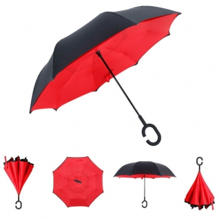 Обратный зонт наоборот Антизонт красный Umbrella