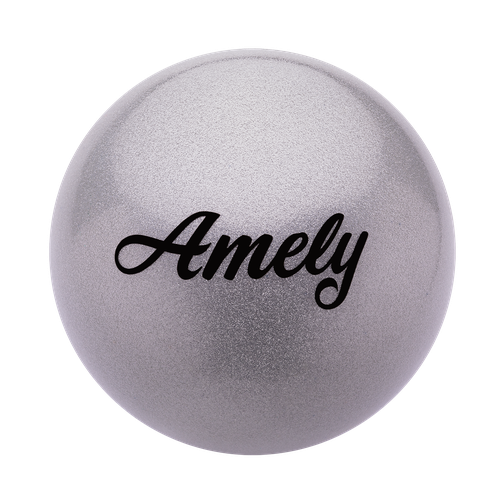 Мяч для художественной гимнастики Amely Agb-102, 19 см, серый, с блестками 42219325