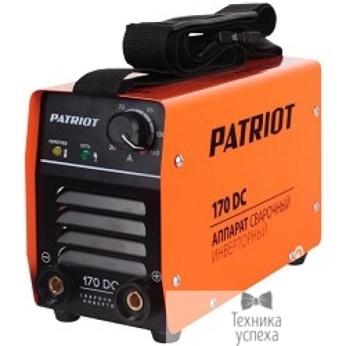 Patriot PATRIOT 170DC MMA Аппарат сварочный 605302516 Вход.напр. 140-240V, ток мин/макс 20/160A, ПВ при макс. токе 60%@40°C, диам.электрода 1.6/4,0мм, Потреб.мощн. 4.4KW/5.7KVA, Вес 4,1кг 37664773