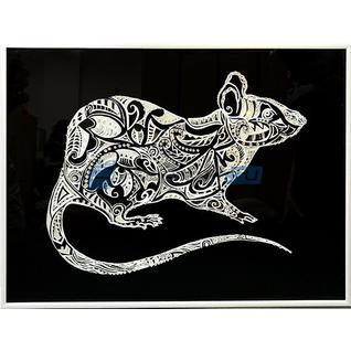 Картина с кристаллами Swarovski "Белая мышка"