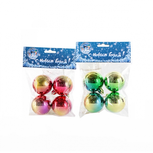 Набор из 4 новогодних переливающихся шаров, 5 см Snowmen 37722064