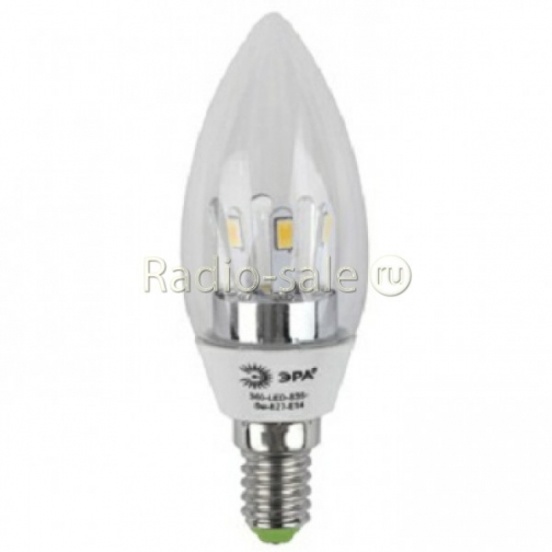 Лампа ЭРА LED B35 E14, 5w, 2700К, свеча позрачная, (B35-5w-827-E14) 1311109