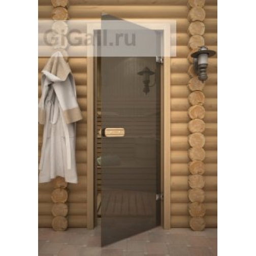 Дверь для бани или сауны стеклянная Aspen M серая, осина 5900546