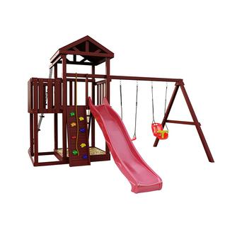 Igragrad Деревянная детская площадка для дачи "Панда Фани с балконом и сеткой"