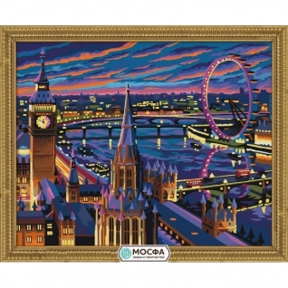 Картина по номерам "Ночной Лондон" на ч/б холсте, 40 х 50 см Мосфа