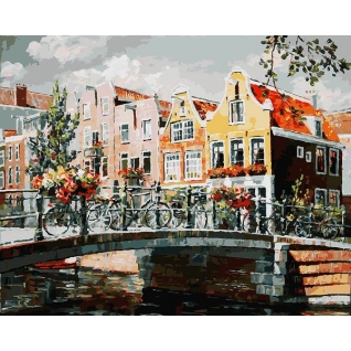 Раскраски по номерам. Амстердам. Мост через канал 40*50 см Белоснежка