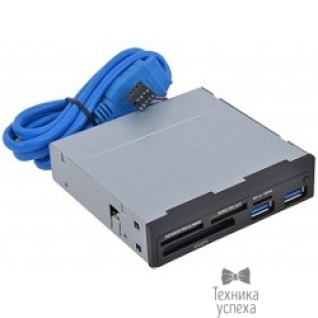 Ginzzu USB 2.0 Card reader SDXC/SD/SDHC/MMC/MS/microSD/xD/CF + 2 порта USB 3.0 (черный) GR-152UB