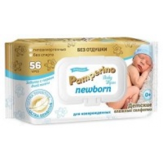 Влажные салфетки для детей Pamperino "Newborn", без отдушки, 56 штук Pamperino