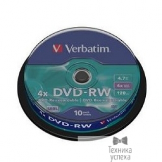 Verbatim Verbatim Диски DVD-RW 4.7Gb 4-х, 10шт, Cake Box (43552)
