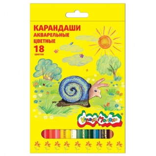 Набор цветных акварельных карандашей с заточкой, шестигранные, 18 цветов Каляка-Маляка