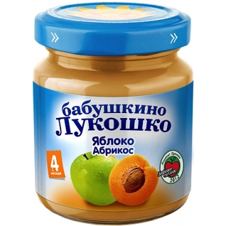 Детское пюре "Бабушкино Лукошко" - Яблоко, абрикос (с 4-х мес.), 100 гр. Бабушкино лукошко
