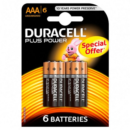 Батарейки алкалиновые Duracell Basic AAА 1.5V LR03, 6 шт. 37709252