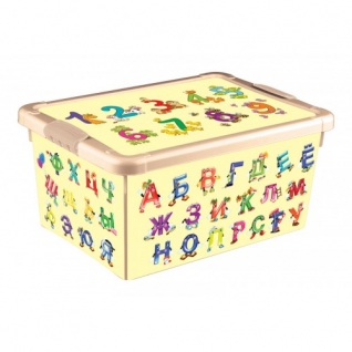 Ящик для игрушек "Алфавит и цифры", бежевый Бытпласт