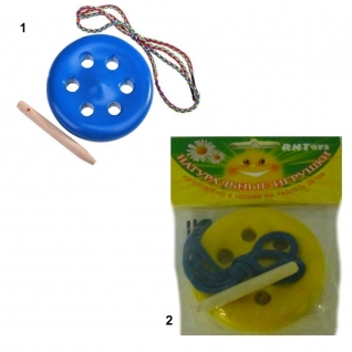 Развивающая игрушка-шнуровка "Пуговица", крашеная RNToys