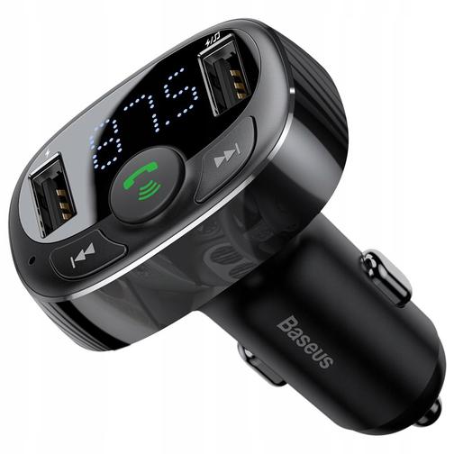 Автомобильное зарядное устройство с FM-трансмиттером 2xUSB Baseus T typed Bluetooth MP3 - Черное 42309066 4