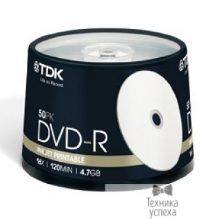 Tdk TDK Диск DVD-R 4.7Gb 16x Cake Box (50шт) Printable