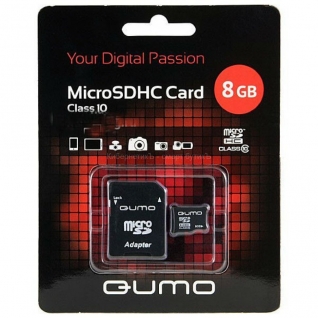 QUMO  microSDHC Class 10 Card 8GB + SD adapter