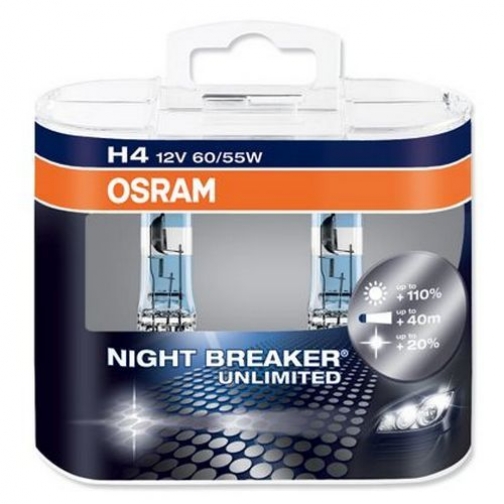 Лампа Osram H4 60/55W 12V Night Breaker Unlimited 2 шт. 64193NBU-DUOBOX 37127789