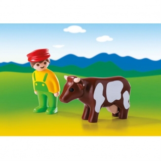 Конструктор Playmobil 1.2.3.: Фермер с коровой