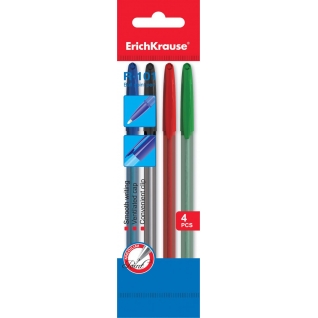 Ручка шариковая R-101 в наборе из 4 штук (синяя, черная, красная, зеленая), 1,0мм, ErichKrause