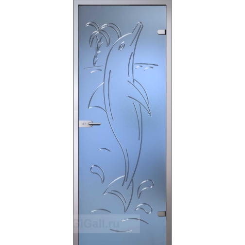 Стеклянная межкомнатная дверь Fantasy Дельфин с гравировкой (полотно) 5900922