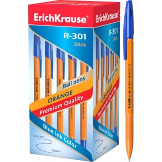 Ручка шариковая R-301 ORANGE 0.7 Stick (коробка 50 шт.) СИНЯЯ ErichKrause