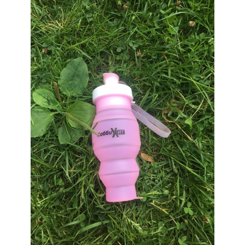 Бутылка для воды силиконовая складная 450 мл розовая Hobbyxit 37697914 3