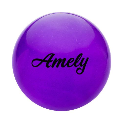Мяч для художественной гимнастики Amely Agb-102, 19 см, фиолетовый, с блестками 42219323 1