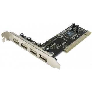 Контроллер Gembird PCI to USB 2.0 4-ext. + 1-int. port