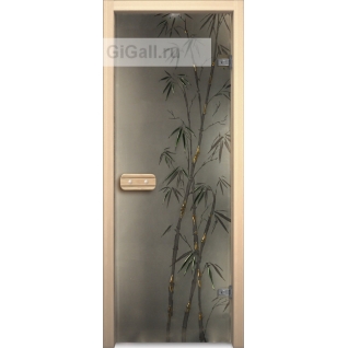 Дверь для бани или сауны стеклянная Арт-серия с фьюзингом Бамбук, липа