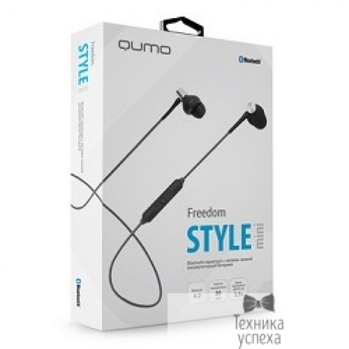 Qumo QUMO Freedom Style Mini (BT-0011) , темно серый, затычки, Bluetooth 4.2, 80 мА-ч, до 4х часов в режиме разговора21779 37560004