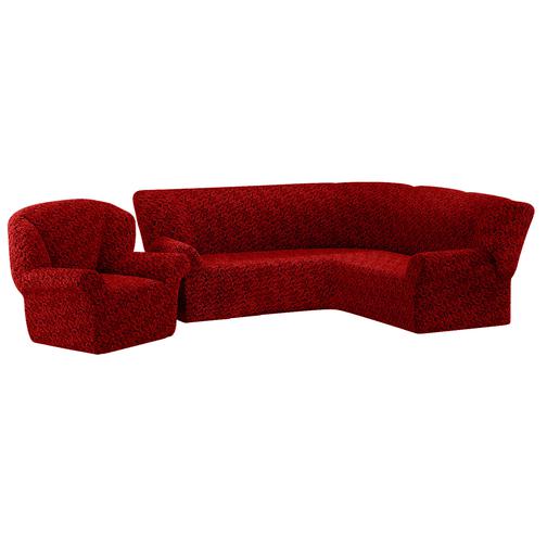 Комплект чехлов ПМ: Ми Текстиль Чехол на угловой диван и одно кресло жаккард без юбки 42790518 1