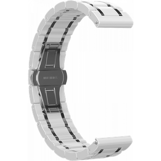 Ремешок керамический GSMIN Clew 20 для Ticwatch 2 / E (Бело - серебристый)