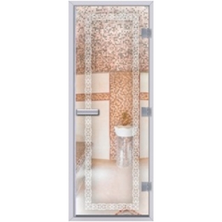 Дверь 60G для хамама (турецкой бани) 7х 19, бесцветное Акжол 1 рисунок матовый
