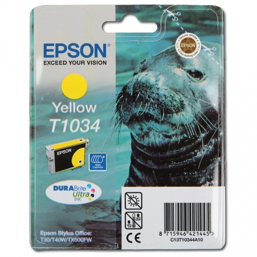 Картридж Epson T10344A для Epson Office T30, T40W, TX600FW, оригинальный, увеличенный (жёлтый, 960-1045 стр.) 7574-01 850757