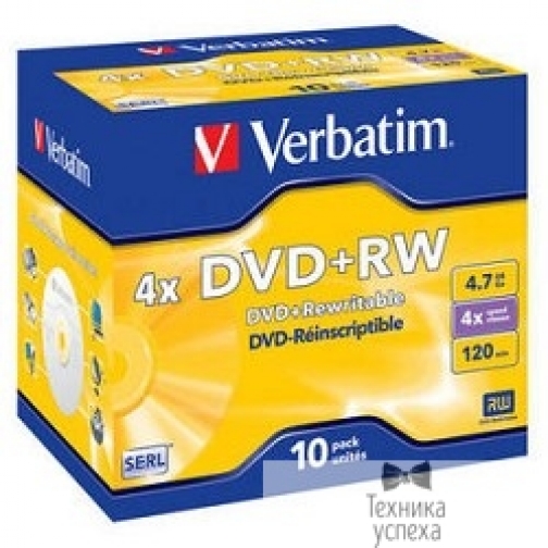 Verbatim Verbatim Диск DVD+RW 4.7Gb 4x Jewel Case (10шт) (43246) 7247484
