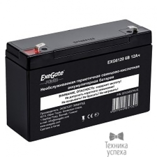 EXEGATE Exegate EP234537RUS Аккумуляторная батарея Exegate EG12-6 / EXG6120, 6В 12Ач, клеммы F1 (универсальные)