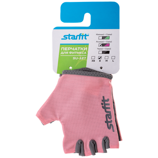 Перчатки для фитнеса Starfit Su-127, розовый/серый размер S 42300606 5