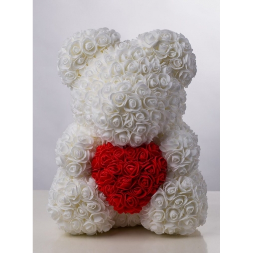 Мишка из роз с сердцем 40 см в коробке серый Медведь из роз с сердцем 40 см No name 37697980 2