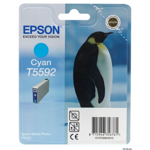 Оригинальный картридж T559240 для Epson RX 700 голубой, струйный 8281-01 850600