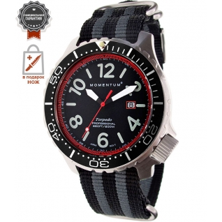Часы Momentum Torpedo Blast красный, нато полосатый 1M-DV74R7S Momentum by St. Moritz Watch Corp
