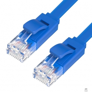 Greenconnect Greenconnect Патч-корд плоский прямой PROF 20.0m UTP медь, кат.6, синий, позолоченные контакты, 30 AWG, Premium ethernet high speed 10 Гбит/с, RJ45, T568B (GCR-LNC621-20.0m)