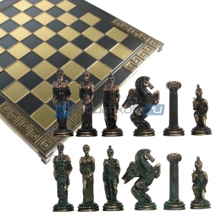 Шахматы с тематическими фигурами "Сказания Гомера", темные фигуры