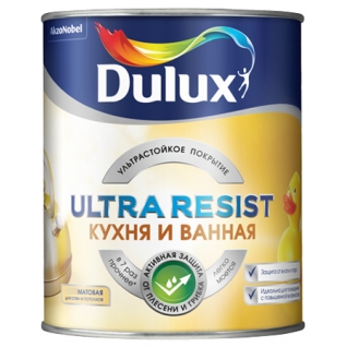 DULUX Ultra Resist Кухня и ванная краска ультрастойкая (2,5л) / DULUX Ultra Resist Кухня и ванная краска ультрастойкая матовая (2,5л)