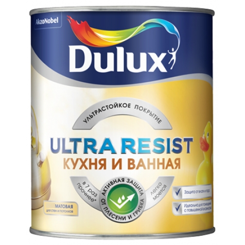 DULUX Ultra Resist Кухня и ванная краска ультрастойкая (2,5л) / DULUX Ultra Resist Кухня и ванная краска ультрастойкая матовая (2,5л) 6037943