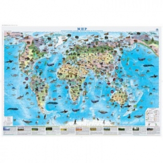 Настенная карта Мир. Животные и растения 1,0х0,7м 1:34млн