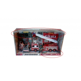 (УЦЕНКА) Инерционная машина "Пожарная служба" с пожарным и ограждениями Shenzhen Toys